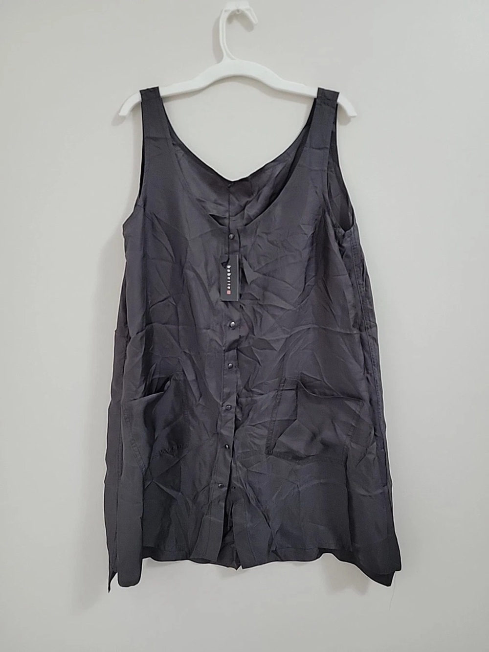 Babette Button-Front Black Tank Tunic